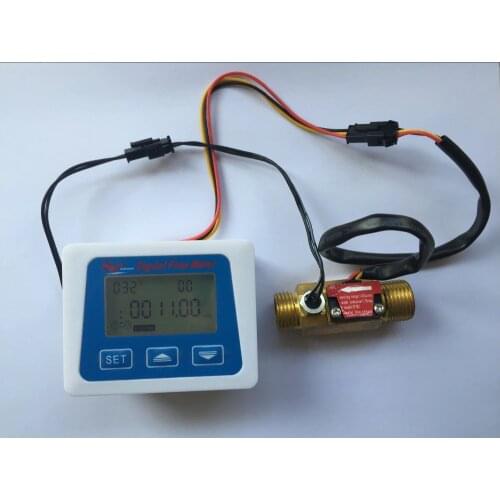 Digital LCD display Water flow sensor meter flowmeter totameter Temperature time record With G1/2 flow sensor