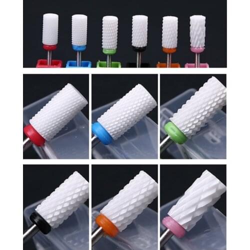 1PCNail Drill Bit Flat Ceramic Milling Cutter Nail Polish Cuticle For Nail Electric Drill Manicure Machine To Remove Acrylic Gel