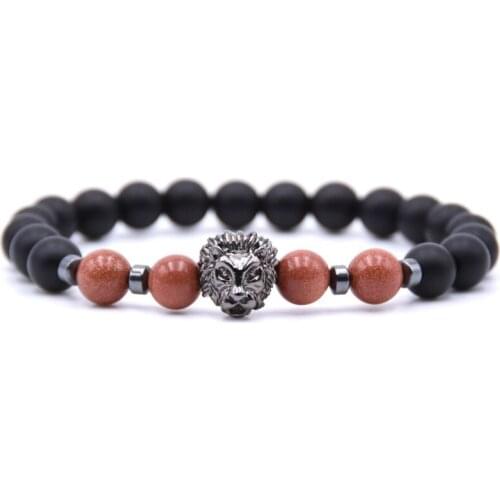 Lion Head Natural Weathering Volcanic Stone Beads Bracelet Man Fashion Women Gift For Bracelets
