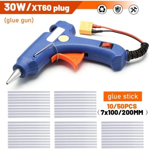 JimBon 30W Hot Melt Glue Gun With XT60 Plug For RC Models Outfield 3S 12V Heater Heating Wax 7mm Glue Stick DIY Hand Tools
