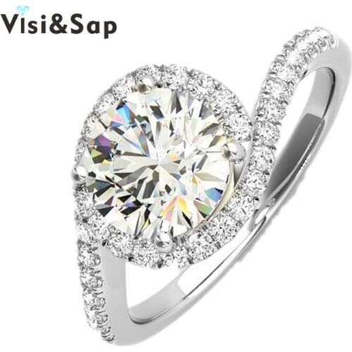 Eleple Large Round Stone Ring fashion jewelry Rings For Women Wedding fashion Jewelry White Gold color Dropshipper VSR226