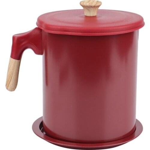 Oil Cruet Storage Grease Keeper for Kitchen,Grease Container with Strainer and Dust-Proof Lid,Oil Filter Pot