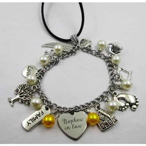 Nephew in law family theme home love leather stainless steel chain rearview mirror christmas tree decoration Bag ornaments