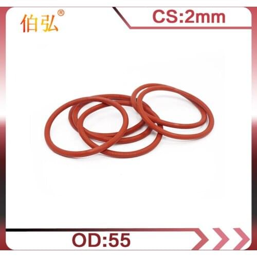 Red Silicon Ring 1PC/lot Silicone/VMQ O ring OD55*2mm Thickness Rubber O-Ring Seal Gaskets Waterproof Washer