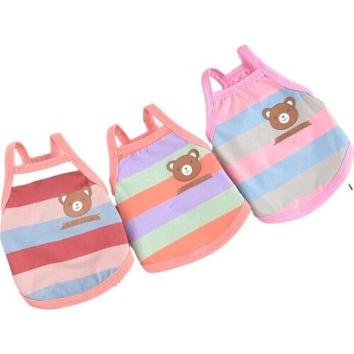 Summer Dog Clothes Striped Vest Cat Puppy Skirt Yorkshire Pomeranian Poodle Schnauzer Pug French Bulldog Clothing Pet Costumes