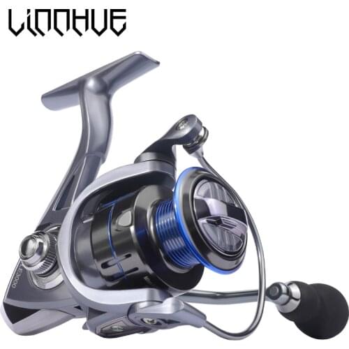 LINNHUE Spinning Reel LE1000-6000 Screw-in Handle Fishing Reel Dark Blue 5.2:1 High Speed 8kg Max Drag for Reel Fishing Pesca