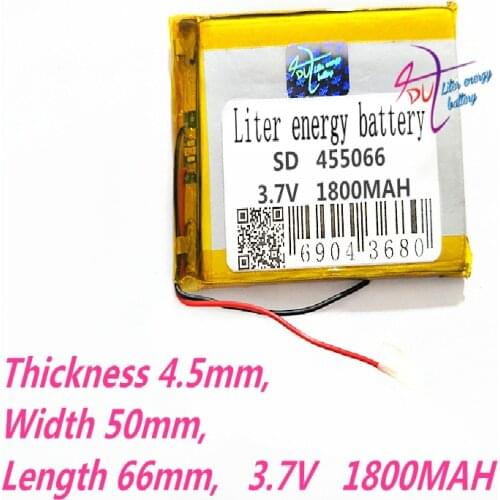 455066 3.7V 1800MAH 505065 Lithium Polymer Li-Po li ion Rechargeable Battery cells For Mp3 MP4 MP5 toy mobile bluetooth