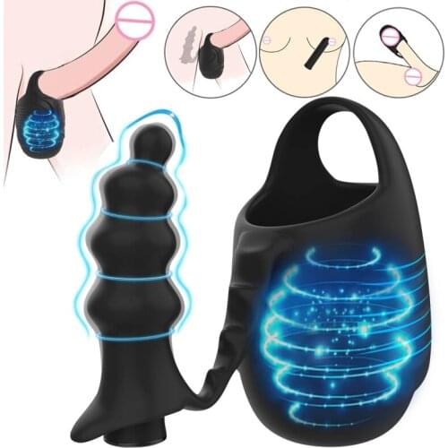 Ball Bag Testis Massage Vibrator Anal Plug Cock Penis Ring Stimulator Scrotum Toy For Men Gay Adult Male Butt Delay Ejaculation