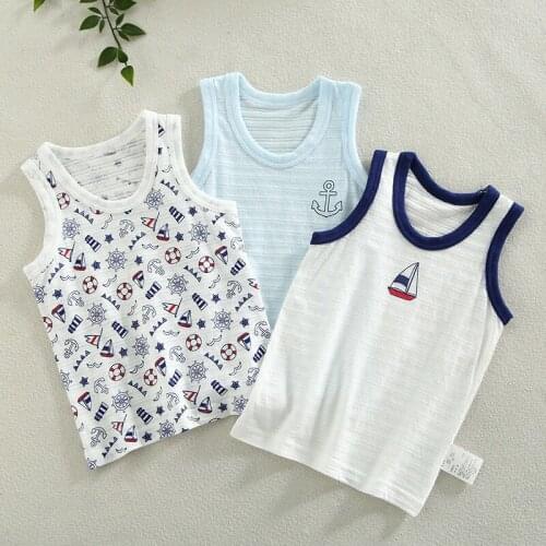 Little Boys' Tank Tops 3 Pack Tanks Tops Set Boys' Sleeveless Vest 100% Cotton Slub Cotton skin-friendly, soft, comfortable For