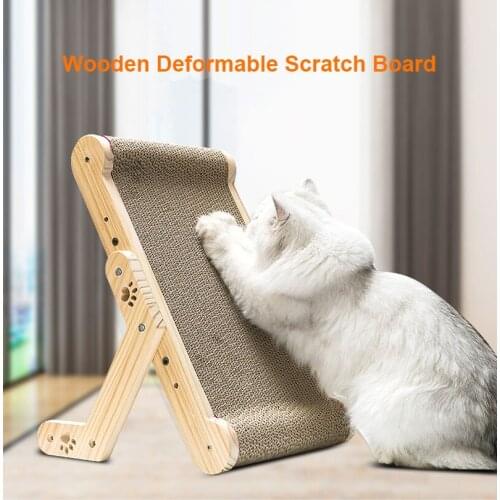 Cat Multi-function Wooden Scratcher Scratching Scratch Board Plate Toys