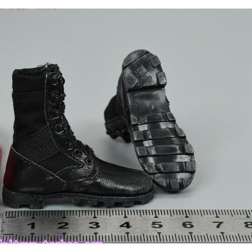 In Stock 1/6th DAM78079 Marine Corps Scott General Black Battle War Shoes Boots Model For Usual 12inch Body Doll Accessories