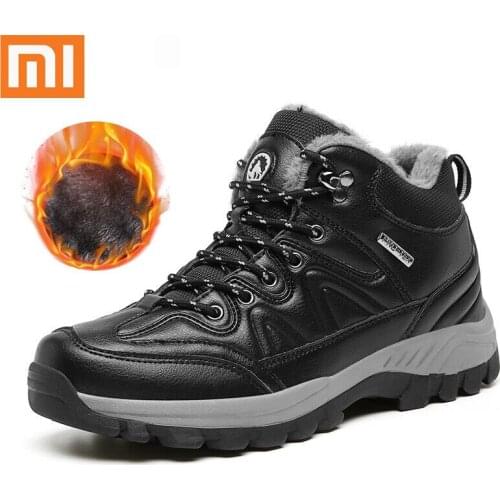 Xiaomi Brand Men Winter Snow Boots Waterproof Leather Sneakers Super Warm Mens Boots Outdoor Male Hiking Boots Work Shoes