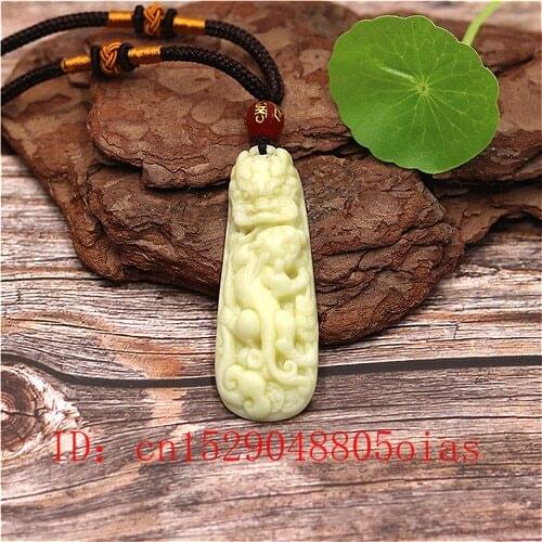 Natural White Chinese Jade Dragon Tiger Pendant Necklace Fashion Charm Jewellery Accessories Carved Amulet Gifts for Women Men