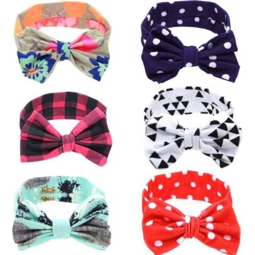 Baby Printing Bowknot Rabbit Kids Headwear Creative Pattern Ears Elastic Cloth Headband Kids Headwear Accessories Gifts
