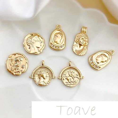 18K gold-clad zircon micro-relief European retro portrait owl pendant DIY earrings necklace jewelry material