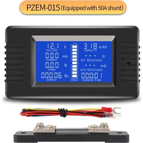PZEM-015 200v 50A Battery Discharge Tester Capacity Power SOC Impedance Resistance Digital Ammeter Voltmeter Energy Meter