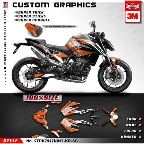 KUNGFU GRAPHICS Self Adhesives Custom Sticker Kit for 790 2017 2018 2019 2020 with Seat Cowl Decals Style No.KTDK7917N017-KR-SC