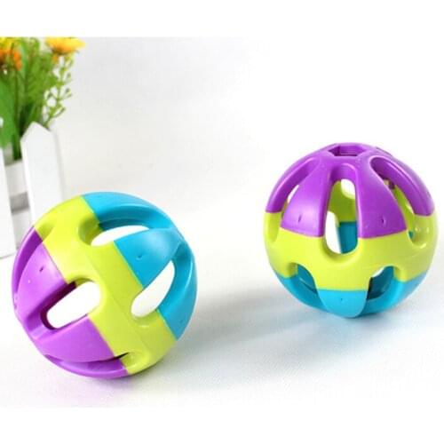 Pet Dog Cat Toy Colorful Rubber Round Ball With Small Bell Toy Ring Toy