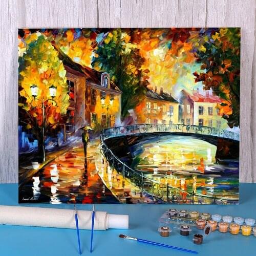 Old Bridge Painting By Numbers Set Oil Paints 40*50 Paiting By Numbers Wall Decoration For Handiwork