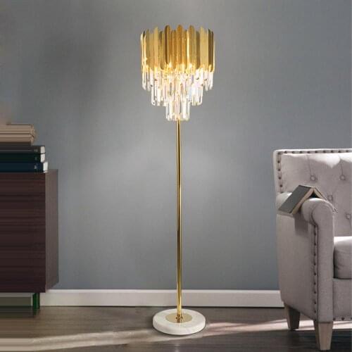 Art Deco LED Postmodern Stainless Steel Marble Crystal Designer LED Lamp LED Light LED Floor Lamp Floor Light For Foyer