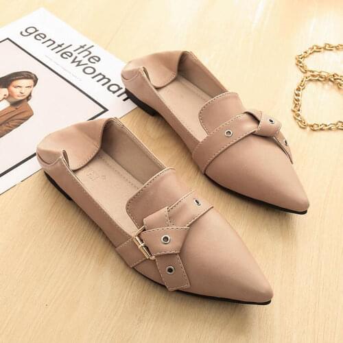 Autumn 2021 New Fashion Belt Buckle Flat Slip on Shoes for Women 41 42 43