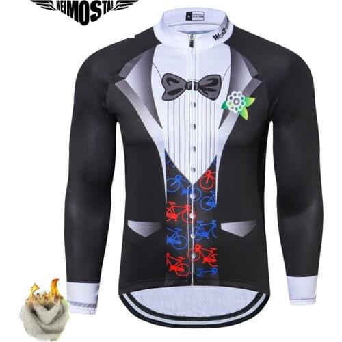 Weimostar Uniform Cycling Jersey Long Sleeve Winter Thermal Fleece Cycling Clothing Windproof MTB Bike Jersey Bicycle Clothes