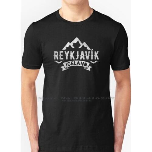 Vintage Reykjavik Iceland T Shirt 100% Pure Cotton Iceland Rune Icelandic Hiking Camping Travel Mountain Glaciers Horses