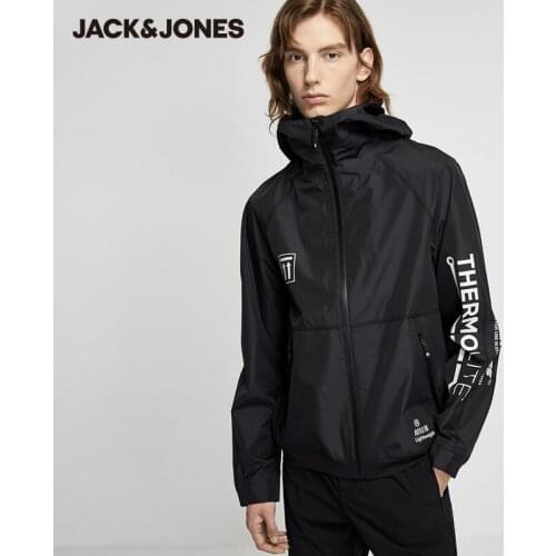 Jack Jones Letter Printed Hooded Waterproof Jacket Coat 219321537