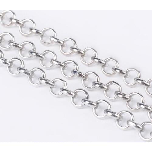 Iron Cross Chains, Unwelded Rolo Chains, Silver Color, Come On Reel, Link: 5mm in diameter, 1.5mm thick, 50m/roll