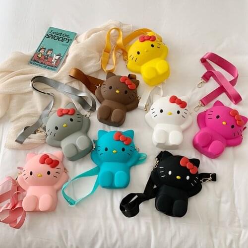 Soft Silicone Girls Crossbody Bags For Women Cartoon Anime Cat Shoulder Messenger Bags Zipper Design Female Travel Handbags