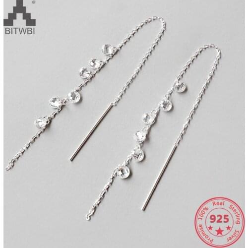 2020 New Fashion Jewelry Crystal Earrings For Women Cubic Zircon Tassel 925 Sterling Silver Dangle Earrings Long High Quality