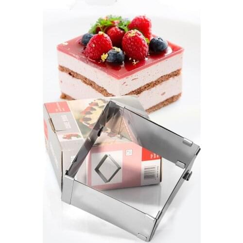 1PC 10-18CM Adjustable Cake Mold Stainless Steel Square Shape Cake Mousse Ring DIY Chocolates Bread Mold KX 221