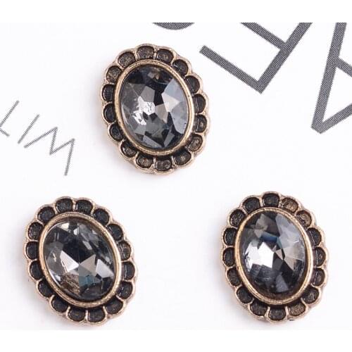 DIY Handmade Jewelry Making 10pcs 10*13mm Anti-gold color New fashion Alloy Material Imitation Crystal Flower Shape charm