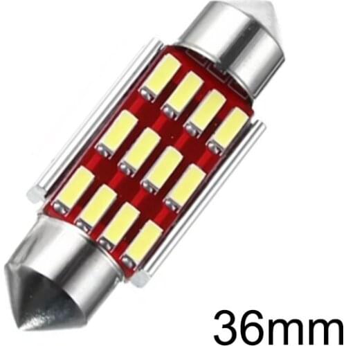 10Pcs Double-Tip 36mm Canbus Error Free 4014 12SMD Car Bulbs For Dome Lamps Auto Interior Reading Lights 12V