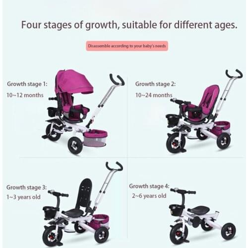 Foldable Children Tricycle Bicycle 3 In 1 Baby Three Wheels Stroller Tricycle for Kids Can Sit Lie Baby Trolley Jogging Stroller