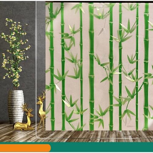 3D Bamboo Electrostatic Glass Film Bathroom Living Room Transparent Opaque Frosted Window Sticker