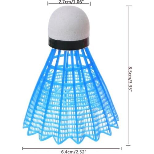 4pcs Colored Plastic LED Luminous Badminton Dark Night Glow Lighting Shuttlecock U7EF