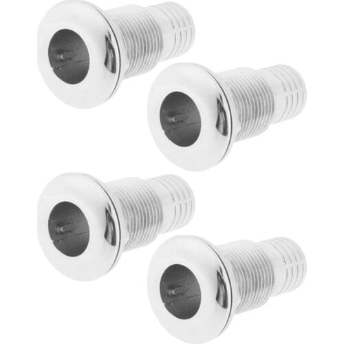 4x Thru Hull Fitting 1 inch Hose Barb Polished Stainless Steel for Boat/Marine/Yacht/Kayak