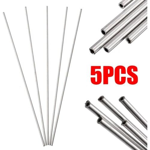 5pcs Silver Stainless Steel Capillary Tubes For Hardware Accessories 3mm OD 2mm ID 250mm Length