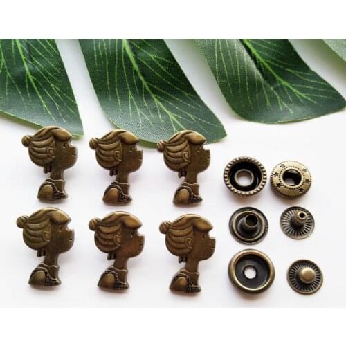 6sets Girl Zinc Alloy Snap Fastener Press Stud Sewing Leather Combined Button Craft For Clothes Garment DIY Decoration15*21mm
