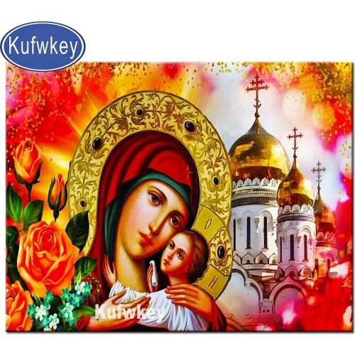 Diamond mosaic Praying Virgin and Child full square diamond embroidery icon 5d diy diamond painting100% cross 2021 gift religion