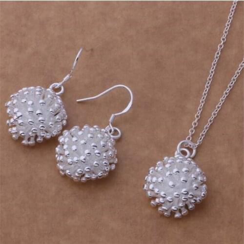 AS322 Hot Sale Silver Plated Color Jewelry Sets For Women Wholesale High Quality Classic Earring 356 + Necklace 692