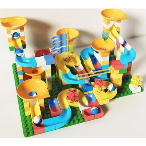 Big Size Marble Race Run Blocks Maze Ball Track Building Blocks Plastic Funnel Slide Assemble DIY Bricks Kids Gift