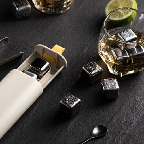 1Set Stainless Steel Quick Frozen Ice Cube Reusable Chilling Stones Kitchen Accessories For Whiskey Beer Wine Cold Compress Tool