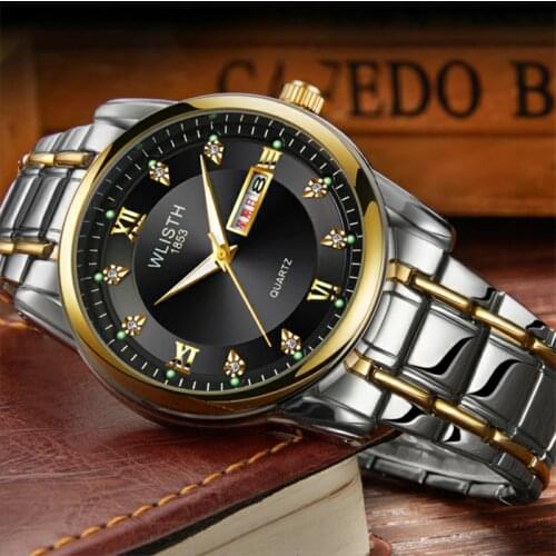 Top Brand Luxury Mens Watches Luminous Waterproof Stainless Steel Watch Quartz Men Date Week Business Wristwatch Mens Reloj