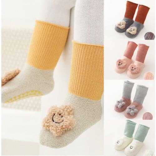 Wecute Baby Socks for 0-3years Newborn Baby Autumn and Winter Warm Socks Infants Kids Indoor Non-slip Socks Soft Cotton