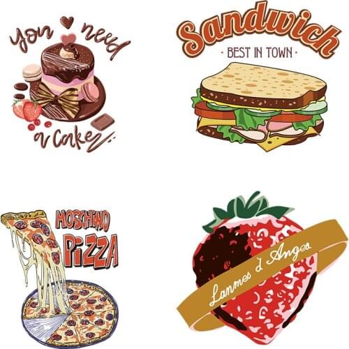 European and American fashion style delicious food burger strawberry pattern used for vinyl heat transfer of iron on clothes