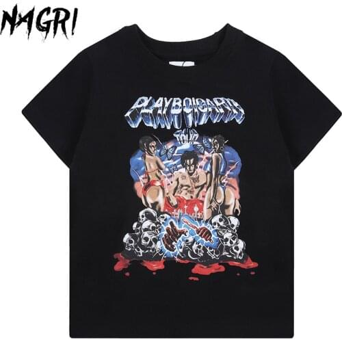 Asap Playboi Carti Tour Vintage T Shirts for Boys Short Sleeve Crewneck Hip-Hop Graphic Tee White Black Summer Children Clothing