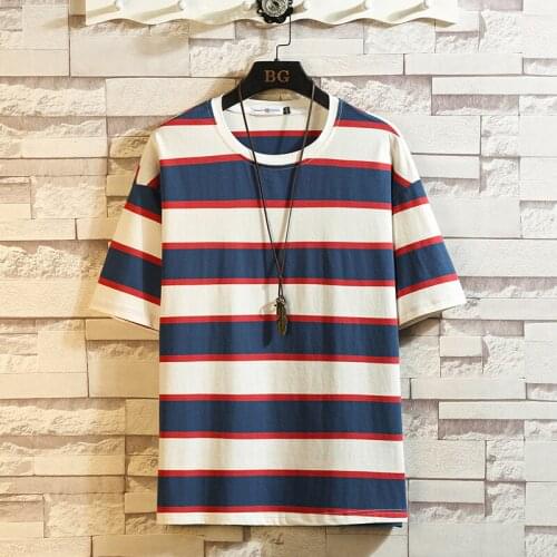 Short Sleeve T Shirt MenS 2021 Summer Striped Tshirt Top Tees HIP HOP PUNK ROCK Fashion Clothes OverSize 4XL 5XL O NECK