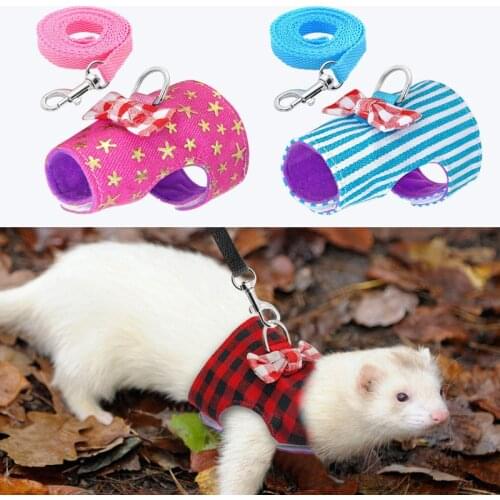 Hamster Traction Chest Strap Small Pet Vest Belt Set Ferret Guinea Pig Hamster Puppy Bow Chest Strap Strap Pet Supplies